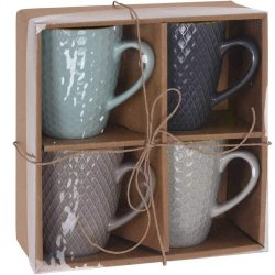 Set med kaffekoppar Excellent Houseware Stengods 300 ml Geometri