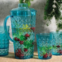 Set med kanna och glas Lifetime Bl Plast 5 Delar