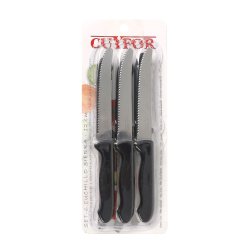 Set med kttknivar Cuyfor Svart Silvrig 12 cm 6 Delar (24 antal)