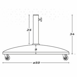 Parasollfot Aktive Svart 25 kg Med hjul