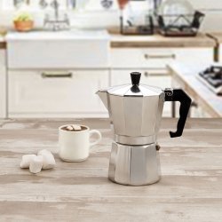 Italiensk Kaffepanna Quid Cesena Stl Aluminium Bakelit 6 Koppar