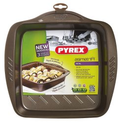 Ugnsform Pyrex Asimetria Fyrkantig Svart Metall 24 x 24 cm (6 an