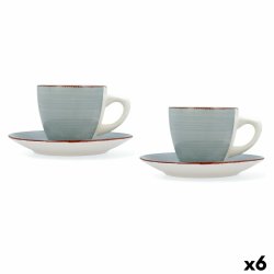 Set med koppar och fat Quid Vita Morning Bl Keramik (4 Delar) (