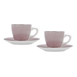 Set med koppar och fat Quid Vita Morning Rosa Keramik (4 Delar)