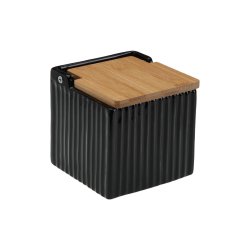 Saltkar med lock Versa Svart Keramik Bambu Dolomite 11 x 11 x 11