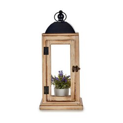 Lykta Naturell Svart Metall Tr (18 x 43 x 18 cm) (6 antal)