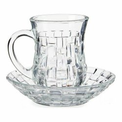 Set med koppar och fat 125 ml Transparent Glas (12 x 9 x 12 cm)