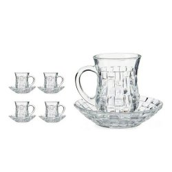 Set med koppar och fat 125 ml Transparent Glas (12 x 9 x 12 cm)