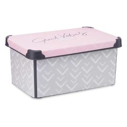 Frvaringslda med lock Kipit Vibes Gr Rosa Plast 10 L 22,7 x 1