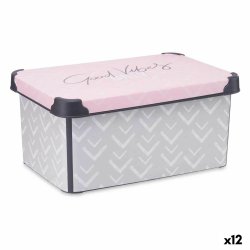 Frvaringslda med lock Kipit Vibes Gr Rosa Plast 10 L 22,7 x 1