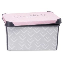 Frvaringslda med lock Kipit Vibes Gr Rosa Plast 10 L 22,7 x 1