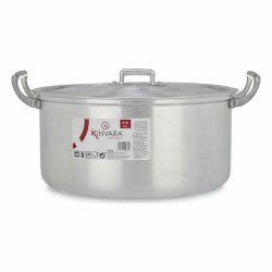 Kastrull med lock Kinvara 100008 Silvrig 6,5 L 35 x 16 x 28 cm (