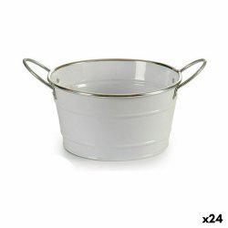 Kruka Ibergarden Vit Silvrig Zink Kub 27,5 x 10,5 x 20 cm (24 an