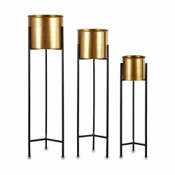 Set med planteringskrl Svart Gyllene Metall (2 antal)
