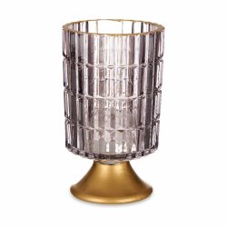 LED-lykta Gr Gyllene Glas 10,7 x 18 x 10,7 cm (6 antal)