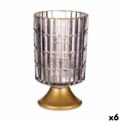 LED-lykta Gr Gyllene Glas 10,7 x 18 x 10,7 cm (6 antal)
