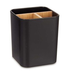 Tandborsthllare Berilo B9041-BLACK Svart Bambu polypropen 9 x 1