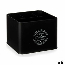 Multifunktionell korg Bestick Svart Metall 18 x 13,3 x 15,3 cm (