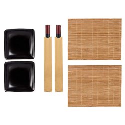 Sushiset Kinvara Svart Keramik Bambu 20,5 x 3 x 27 cm (6 Delar)