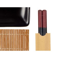 Sushiset Kinvara Svart Keramik Bambu 20,5 x 3 x 27 cm (6 Delar)