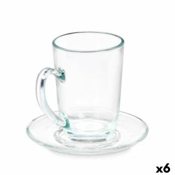 Kopp med assiett Vivalto 41089 Transparent Glas 200 ml (6 antal)