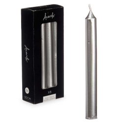 Set med levande ljus Acorde 126-E-AR Silvrig 2 x 2 x 20 cm (12 a