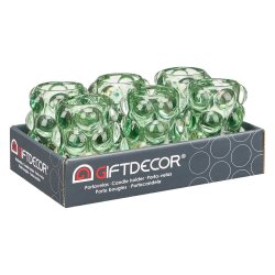Ljusstakar Mikro-prlor Grn Glas 8,4 x 12,5 x 8,4 cm (12 antal)