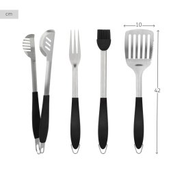 Set med Redskap fr Barbecue Aktive 4 Delar Grill Rostfritt stl