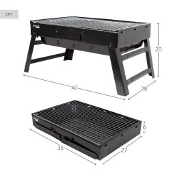 Brbar Grill Aktive Rektangulr Svart Stl 40 x 20 x 28 cm