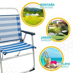 Strandstol Aktive Bl Vit 48 x 88 x 50 cm Aluminium Hopfllbar (