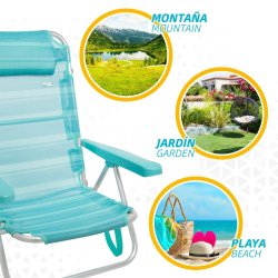 Strandstol Aktive Hopfllbar Turkos 48 x 84 x 46 cm (2 antal)