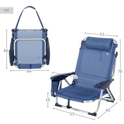 Strandstol Aktive Hopfllbar Marinbl 51 x 76 x 45 cm (2 antal)