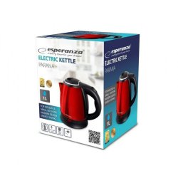 Vattenkokare Esperanza EKK128R Svart Rd Rostfritt stl Plast 13