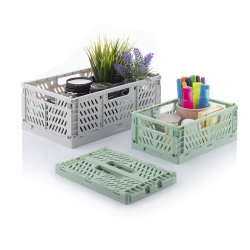 Set med 3 hopfllbara och stapelbara frvaringsldor Boxtor Inno
