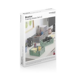 Set med 3 hopfllbara och stapelbara frvaringsldor Boxtor Inno