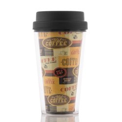 Kaffekopp med lock och dubbla v�ggar