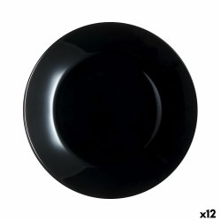 Platt skl Luminarc Zelie Negro Svart Glas  25 cm (12 antal)