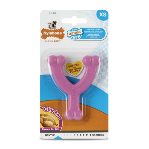 Tuggleksak fr hundar Nylabone WISHBONE Rosa Kyckling XS