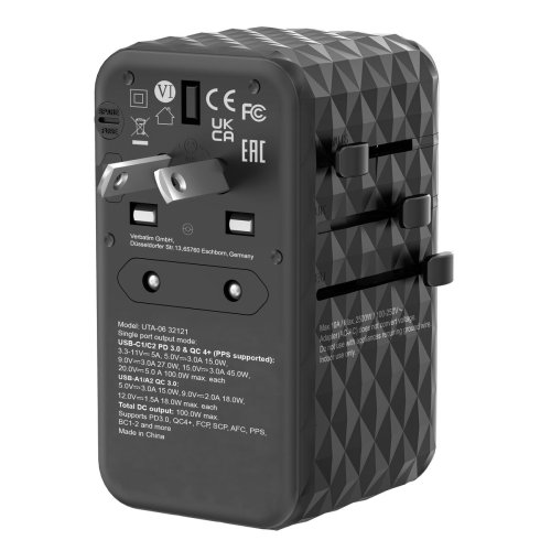 Adapter Verbatim Svart Gr 100 W