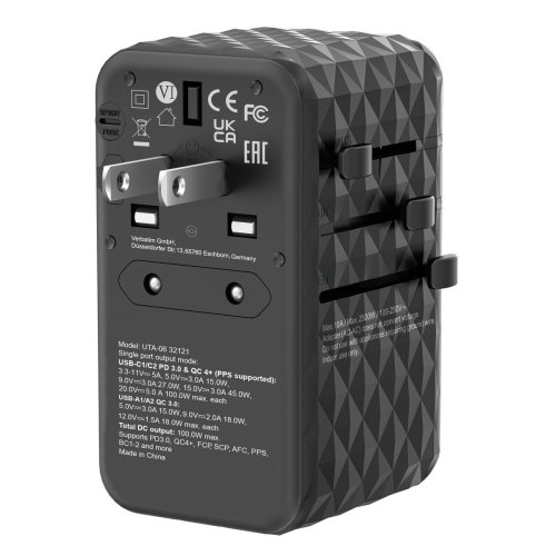 Adapter Verbatim Svart Gr 100 W