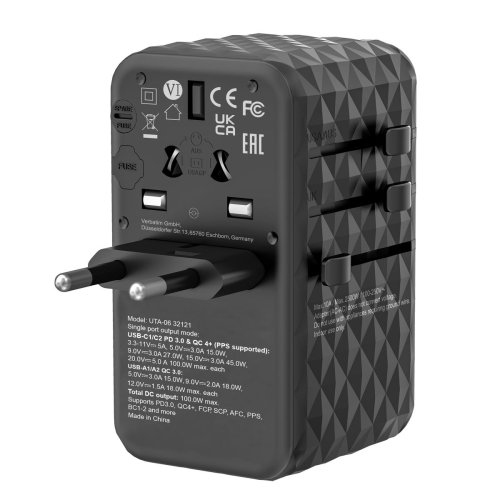 Adapter Verbatim Svart Gr 100 W