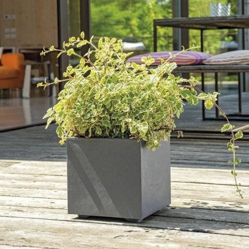 Kruka Deroma Antracitgr 25 cm Plast Fyrkantig Kub  25 cm