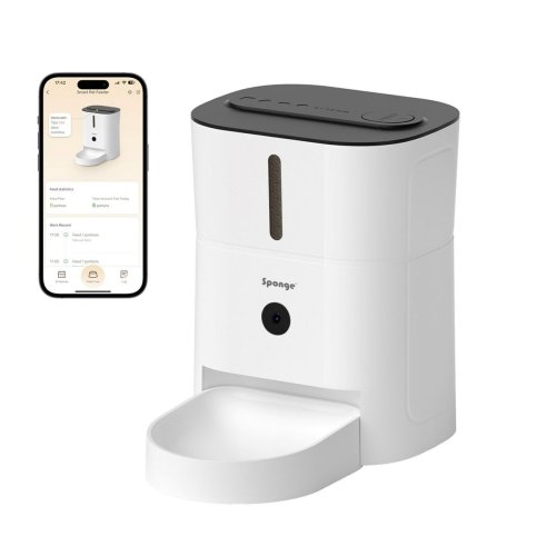 Cat Feeder Sponge Vit Svart Plast