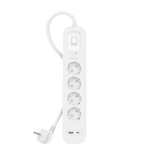 Ellist 4 Tomas-uttag med brytare Belkin SRB001VF2M Vit (2 m)