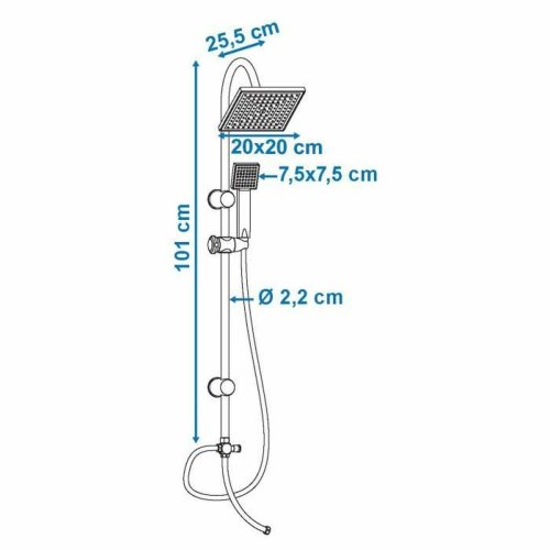 Duschpelare Rousseau Soto Rostfritt stl ABS 150 cm 70 cm