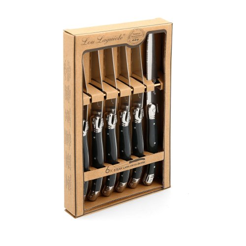 Set med kttknivar Lou Laguiole Rustic 6 antal 13 cm