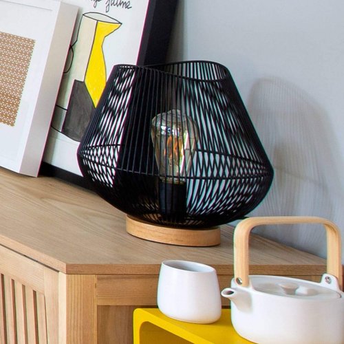 Bordslampa Atmosphera Jena Svart Metall 40 W ( 28 x 26 cm)