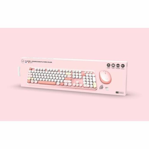 Tangentbord och Mus Mobility Lab Pure Color Rose Azerty Franska