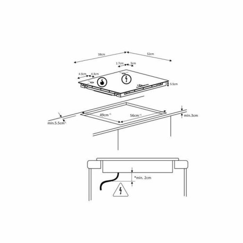 Induktionshll Continental Edison 1 flex zone CETI4ZFLEXB1 2000