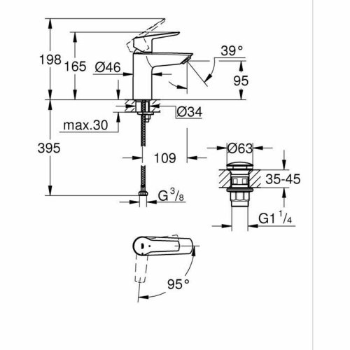 Blandare Grohe Start S Svart matt Metall